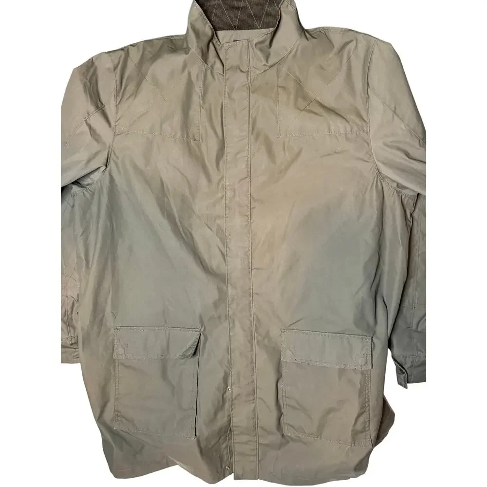 Cutter & Buck Barn Field Jacket Olive Plaid Lined Outdoor Men’s Coat